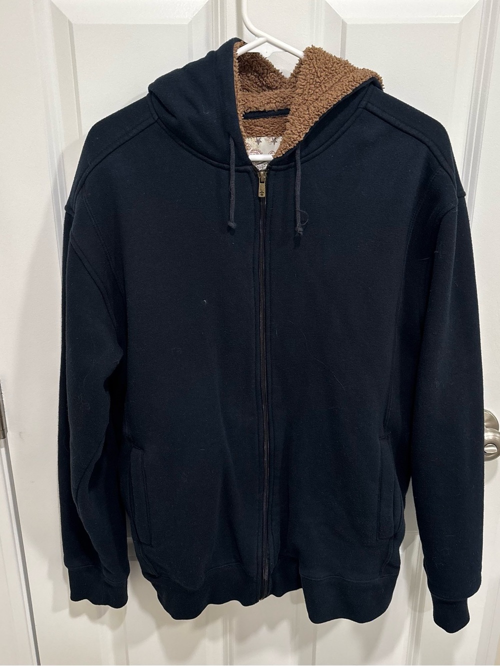 Indigo Joe Navy Blue Sherpa Lined Full Zip Sweatshirt Mens U.S. Large